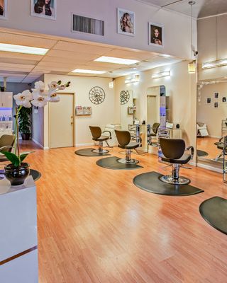 A styling chair set for a bridal trial appointment