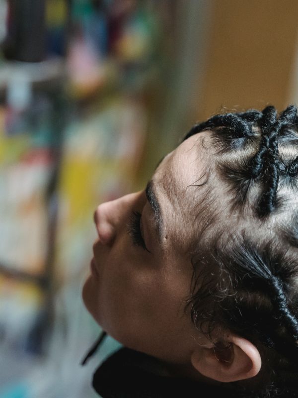 Starter locs freshly installed, close up on the roots