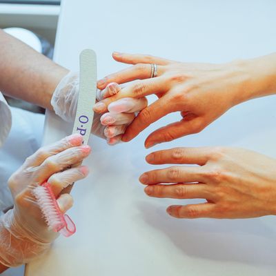 Manicure in progress